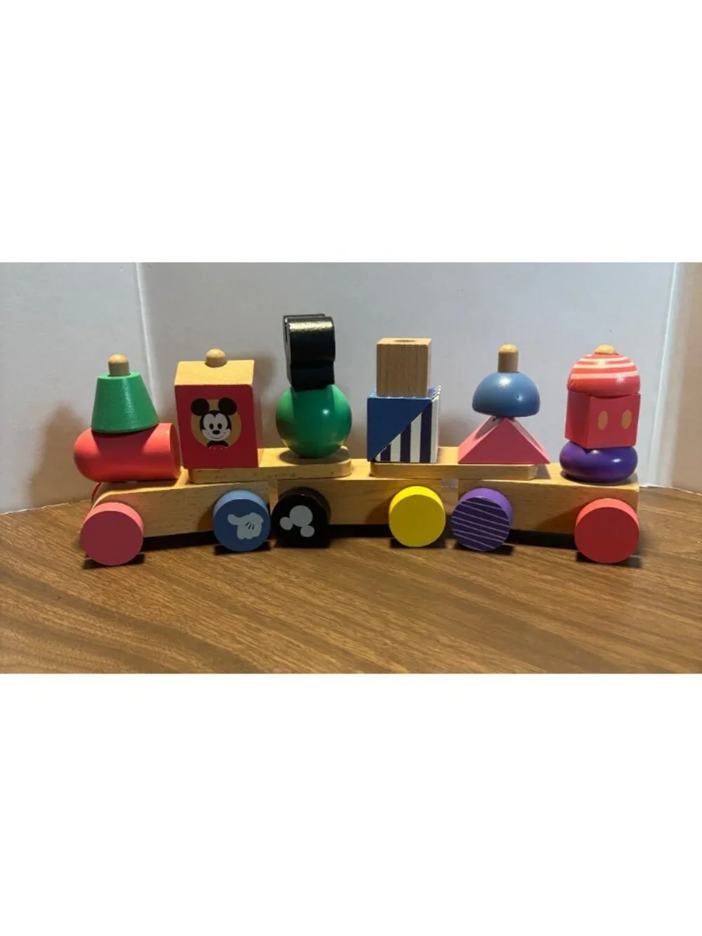 Disney Wooden Stacking Train Toy  Mickey Mouse Wood Block Set Kids Pretend Play
